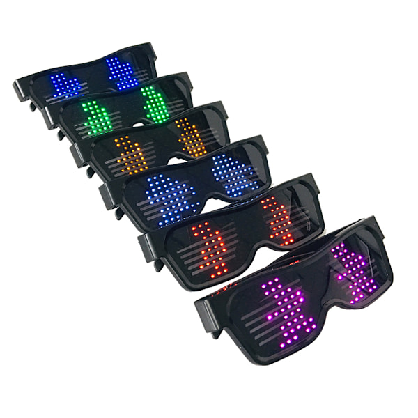 LED Lysande Glasögon USB Uppladdningsbara & Trådlösa med Blinkande LED-Display Självlysande Glasögon för Julfester Barer Rave Festival