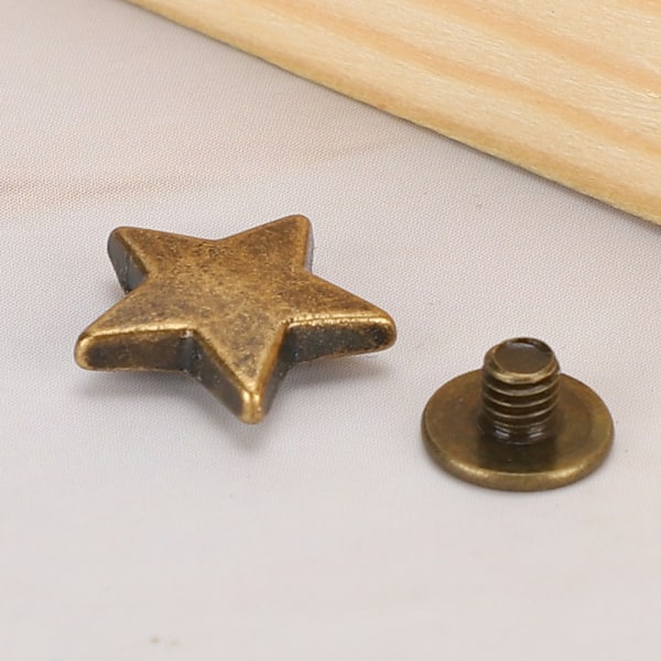 50 set stjärnformade nitar 12MM platta skruvkläder tillbehör anti-korrosion zinklegering (brons)