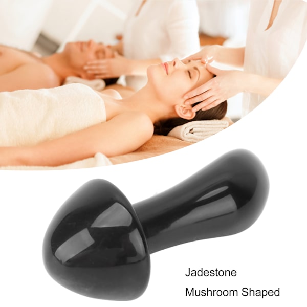 Svampformade massagestenar Gua Sha-massageskrapa i jadesten för avslappnande kroppssvart