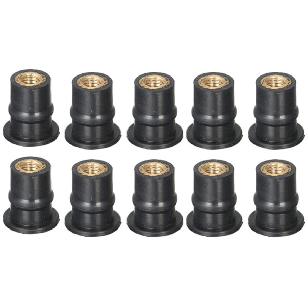 Gummibrunnsmuttrar M5 5mm metriska motorcykelvindruteskaftmutter, 10 stycken