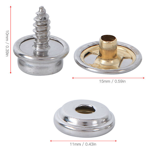 10 set koppar tältfäste spänne skruv snäppfästen fäst snäppknapp fotlängd 10mm
