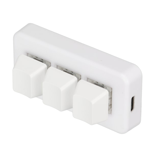 3-tangenters RGB-bakgrundsbelyst 3-tangenters USB-gränssnitt Mini mekanisk programmerbar Plug and Play Macro Keypad för dator Vit