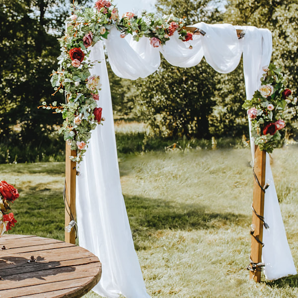 Vita bågdraperingar, återanvändbar bröllopsbakgrund i tyg för bröllop inomhus och utomhus, möhippor, babyshowers, fotobakgrund, 1 panel, 28 tum X