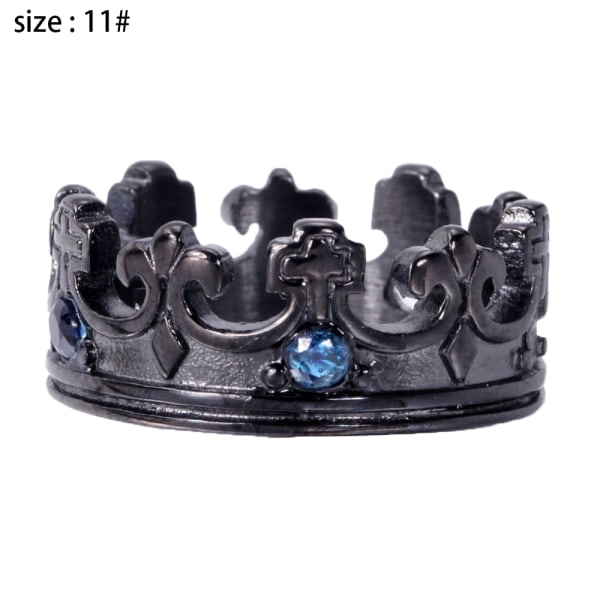 Royal King Knight Crown Ring för män, svart och blå diamant11