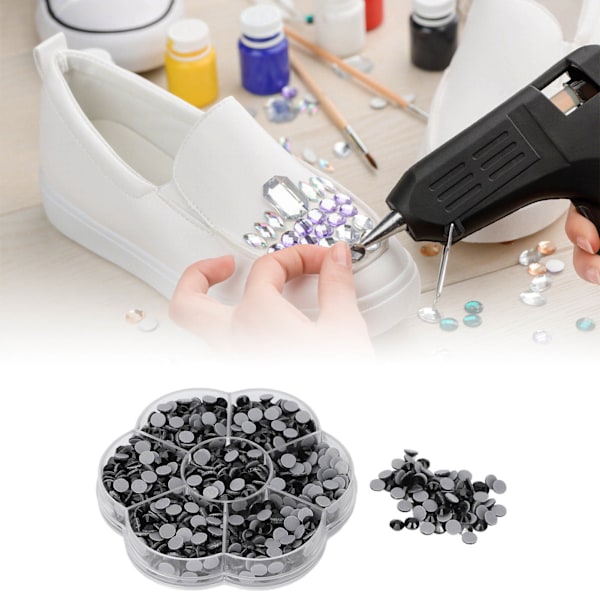 1000 st Rhinestones Shiny Transparent Dekorativa Nagelkonst Tillbehör för Flickor KvinnorJM201 Svart