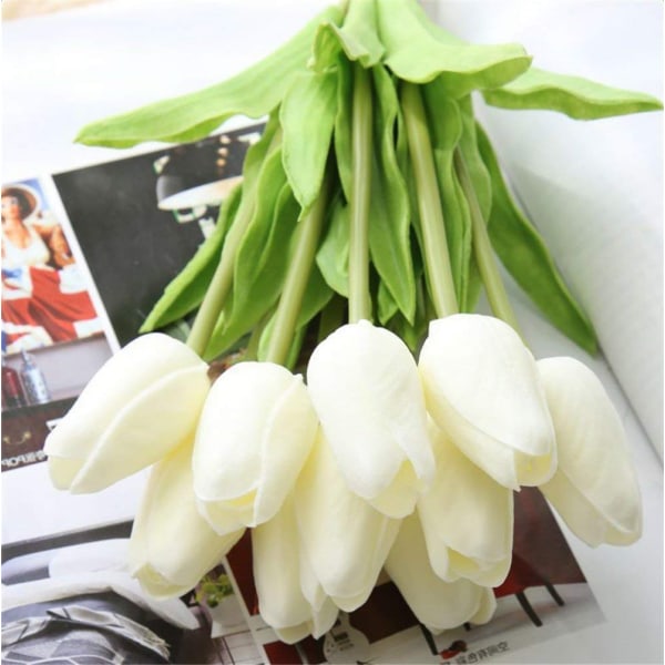 30st Real Touch Latex konstgjorda tulpaner Blommor för heminredning