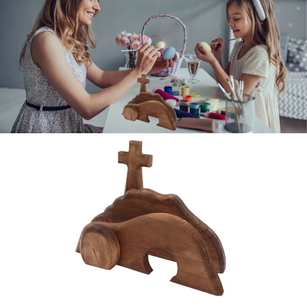 Påskbricka Bundle Kit Festlig Atmosfär Trä Påskdekoration för Hem Kyrka Kontor Bord Typ A