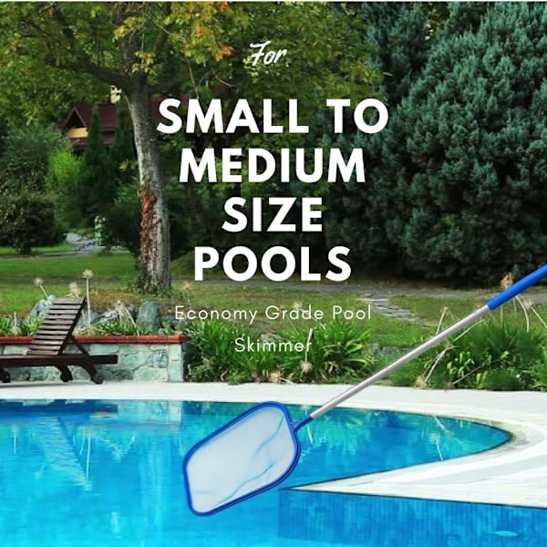Pool Skimmer Economy Grade med stark stång  ingår för ovanjordiska och inground pooler, finmaskig påse tar bort alla skräp