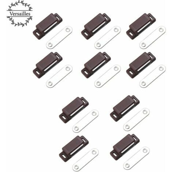 Kraftfull magnetisk lås – hållkraft 4 kg – set om 10 bruna – dörrmagnet – magnetlås – skåpmagnet – skåpdörrmagnet,