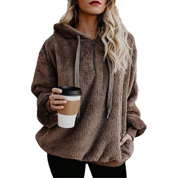 Dam Casual Fuzzy Sweatshirt Faux Fleece Zip Pullover Hoodies Coat Outwear