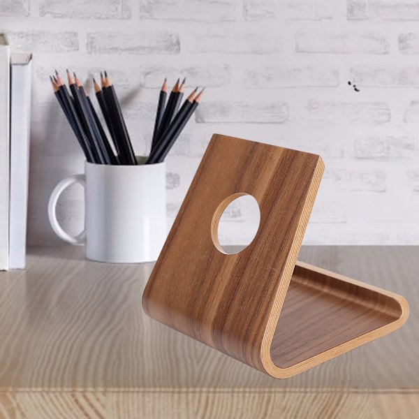 Naturträställ för Universal Tablet-hållare, Ergonomisk Design Mobiltelefon Docka med Multi-Vinkel Användning, Trämaterial Konst Hantverk Estetik,