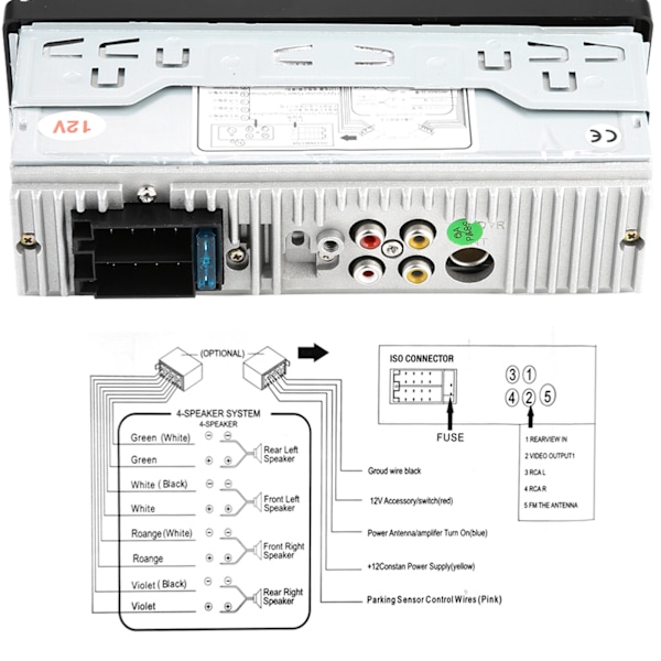 4,1 Tums Bluetooth Bil MP5 Spelare Video FM Radio USB AUX Rattrattstyrning Fjärrkontroll