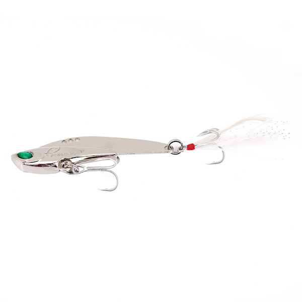 Saltwater Metal Hard Bait Sequin Spoon Fiske Treble Hook Tackle Tillbehör (Silver-16g)