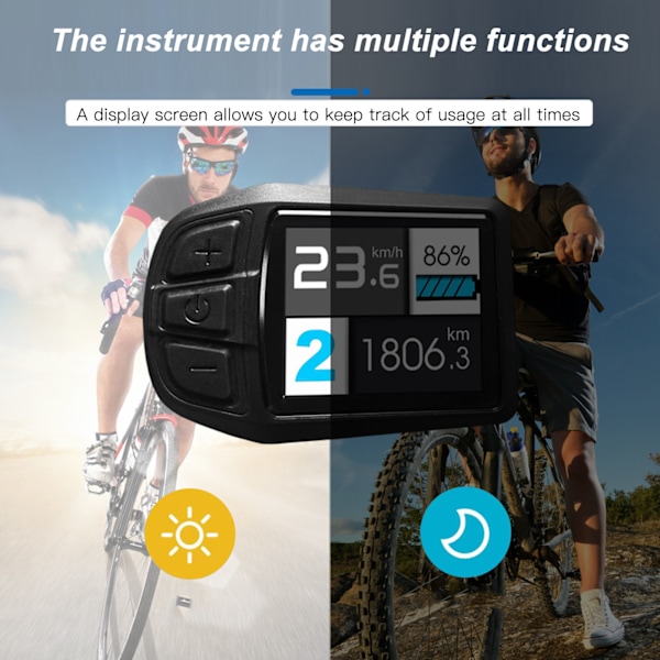 Elektrisk cykel LCD-display med SM-kontakt ABS Elektrisk cykeldisplaymätare Cykelkonverteringsmätare för Elctric Bike Scooter