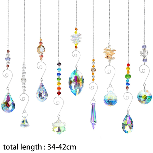 Kristall solfångare, 9-pack glaspärla kula prisma hängen för