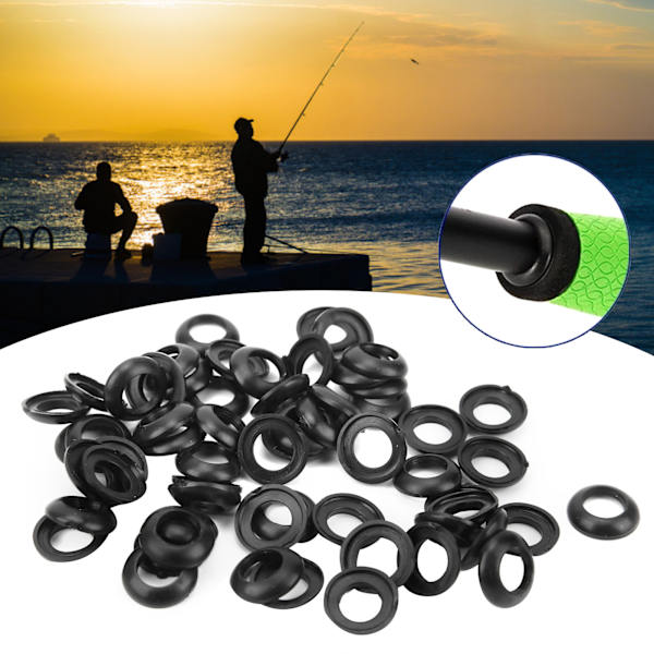 60 st Fiske Spö Byggnad Silikon Elastisk Lindning Kontroll Klänning Ring Trim Ring Adapter 8,5 MM