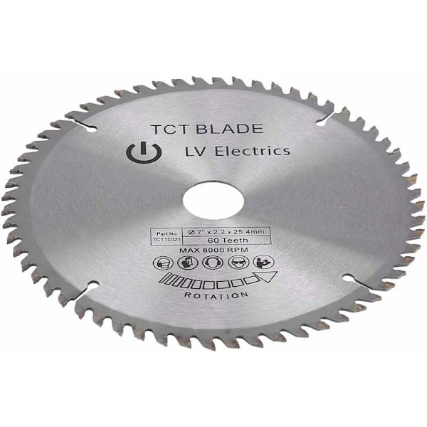 Cirkelsågblad 180 mm 60 tänder volframkarbid för stål, aluminium, trä, plast