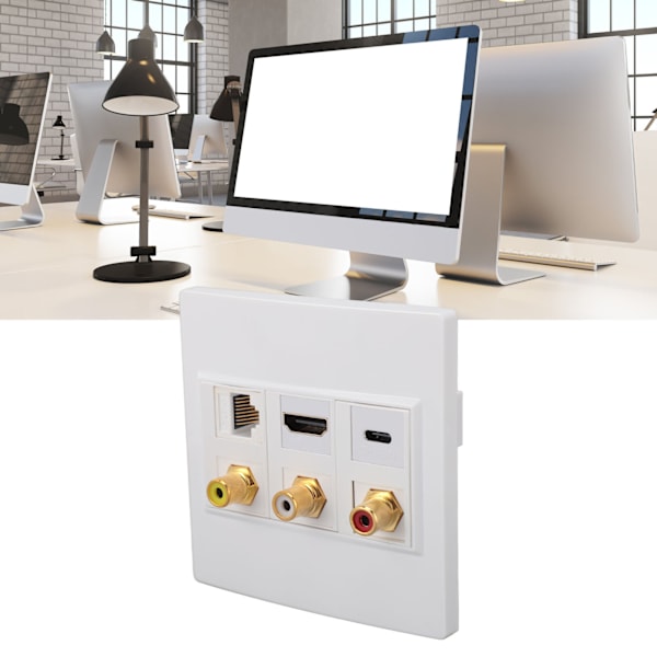 HD Optisk Väggplatta 6 Port CAT6 USB C RCA Väggplatta 3840x2160 Upplösning Undvik Röra HD Multimedia Interface Väggplatta