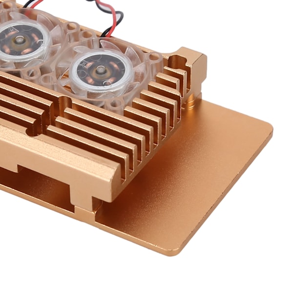 Kylskal i aluminiumlegering med fläkt för Raspberry Pi 4 B-modell Guld