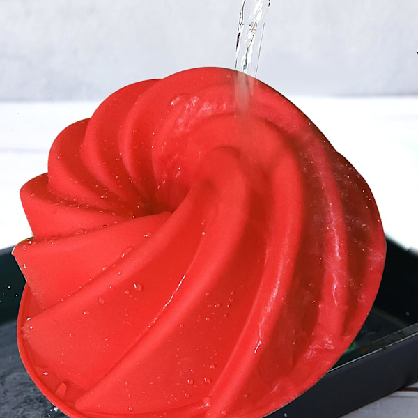 2-pack Silikon Bundt Kakform, Rivalnat Pound Jello Molds, 9,5'' Non-Stick Round Tube Form för Jello, tårta, bröd, födelsedag,
