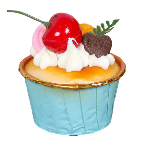 Falsk Cupcake Prop Vacker Frukt Dekorativ PU Modell Konstgjord Frukt Cupcake Display för Restaurang Bageri Körsbärstyp