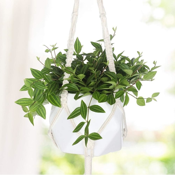 3-pack Macrame-växtupphängning och 3 st krokar inomhus utomhus hängande växtkorg hängande planteringsställ blomkrukor för dekorationer $Macrame-växt