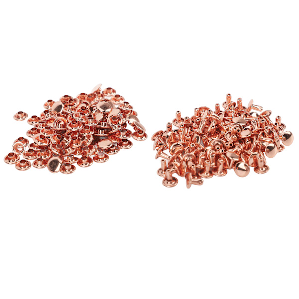 100 set metallnitar rosguld stark glans hög hårdhet metall lädernitar för DIY läderhantverk bälten 8x8mm