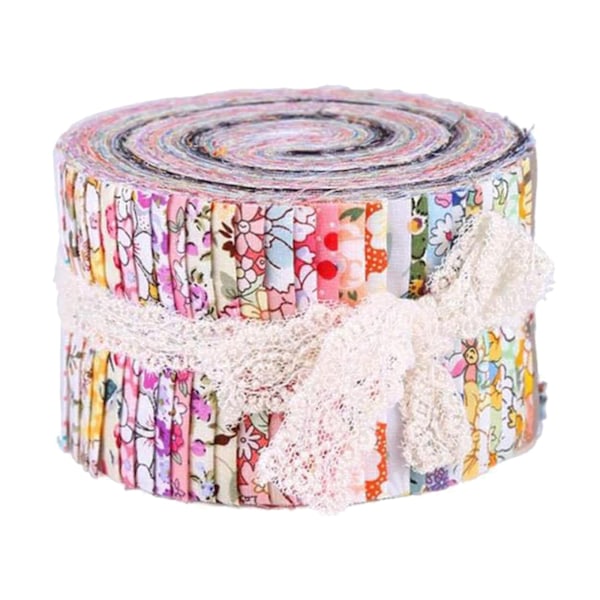 36 Stycken Jelly Tygremsor 2,5 Tum Rullade Tyg Quiltingremsor Blomstertryckta Hantverkstyger Paket Förskurna Lapptäcken med Blandade Mönster, Blommor