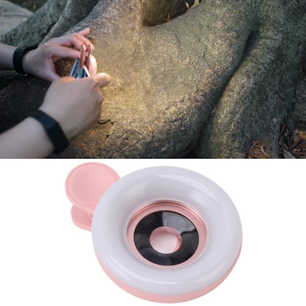 Telefonkamera 15X makroobjektiv med miniklämma ringljus 2800 till 6500K telefonring fyllningsljusobjektiv för fotografering videoinspelning rosa
