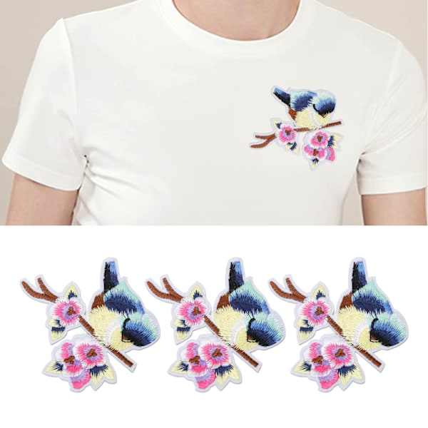 10 st sy på lappar fågel blomma stil ljusa färger enkla att använda broderi applikation för kläder väskor DIY