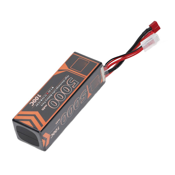 11,1V 5000mAh 100C 3S LiPo-batteri med T-formad röd pluggtillbehör för FPV RC Racing Car Quadcopter
