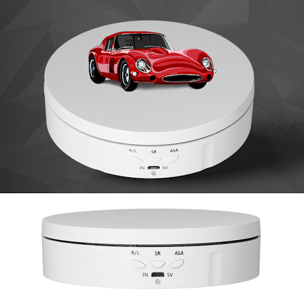 145mm 360° Rund Automatisk Roterande Display Stativ 3 Hastighetskontroll USB-driven Smyckeskivspelare för Utställning Vit