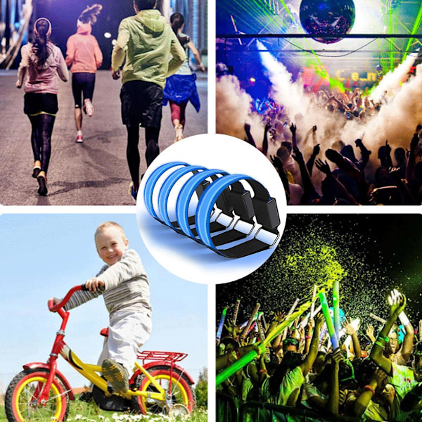 2 st LED-armband USB-uppladdningsbart reflekterande band justerbart säkerhetsljus upplysta armbindlar för utomhusjogging löpning cykling sport