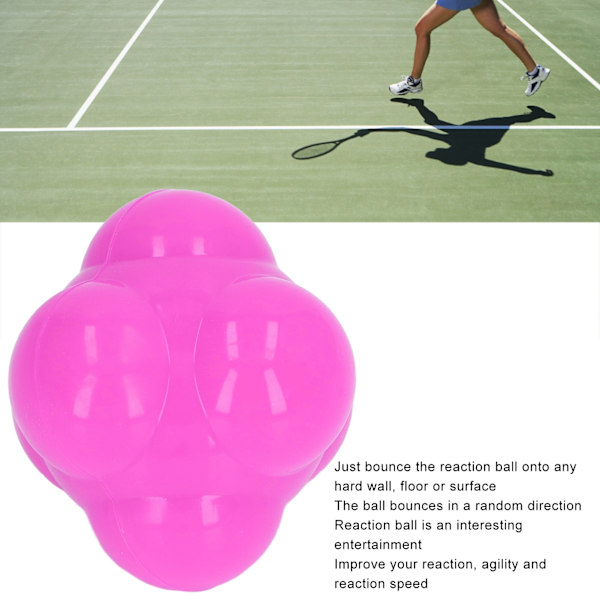 Reaktionsboll i gummi, ljus färg, hexagon, reaktionsboll för att förbättra hand-öga-koordination, smidighet, rosa