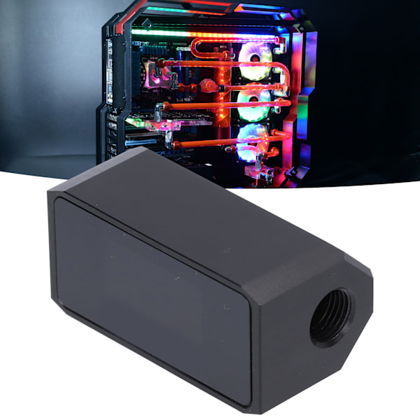 Vattenkylningssystemlarm Digital OLED-display Flödesmätare Termometer Flödesmätare 3 i 1 PC Temperaturdisplay