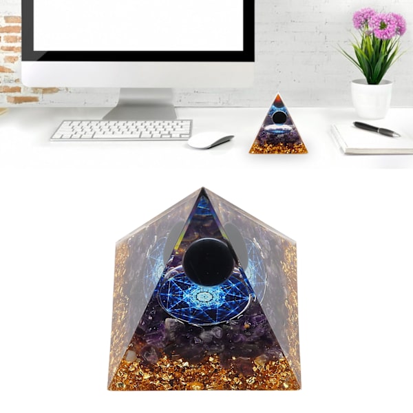 Kristallpyramid Exquisit Vacker Pyramid Power Stone Prydnad för Skrivbord Vardagsrum Sovrum Kontor Dekoration