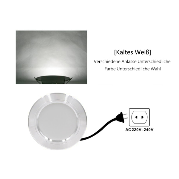 LED Infällda Spotlights, Ultra Platt, 220V-240V, 9 W, Set om 6, IP44 Tak Spotlights, Naturligt Vitt, för Vardagsrum, Badrum, Installationsdjup