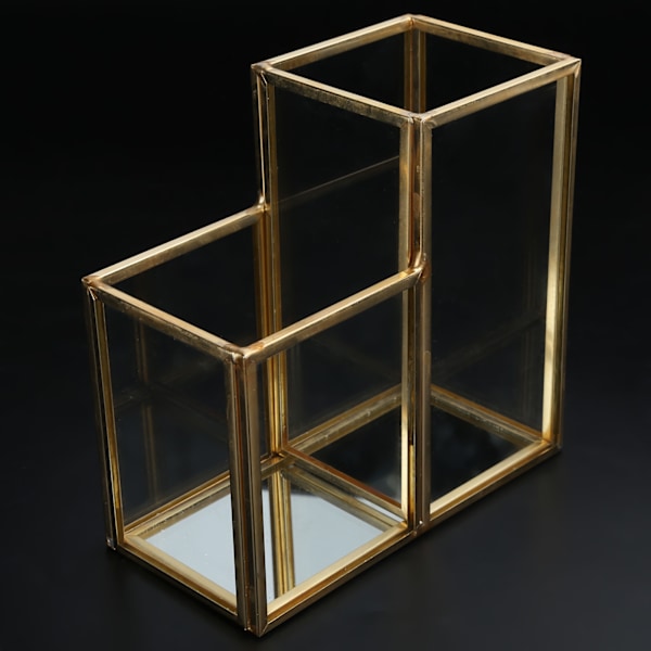 Glasförvaringsbehållare Trädgård Polygon Kolumn Guld Mässing Bar Svetsning Blomrum Låda