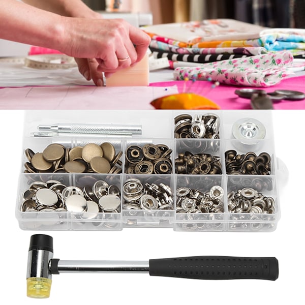 Snaps Set DIY Produktion Galvaniseringsprocess Koppar Zink Legering Knappar för Handväska Ryggsäck