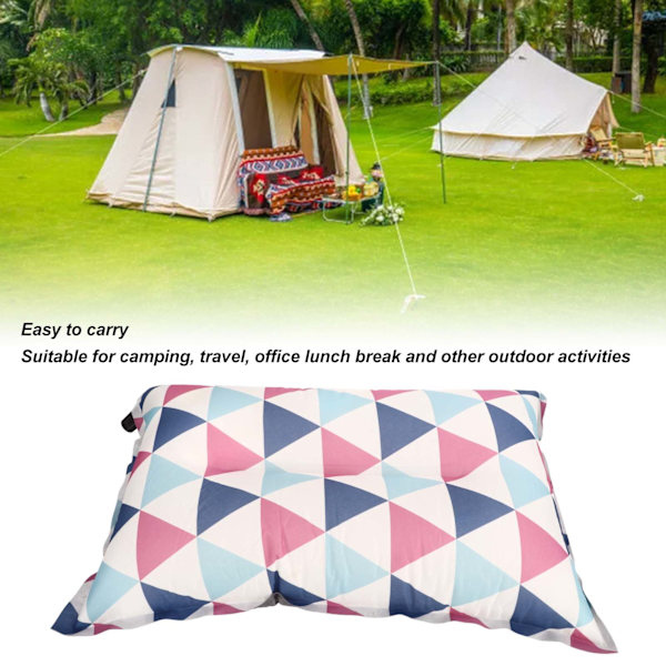 Automatisk uppblåsbar kudde med hög elasticitet kompressions skum etnisk stil causal uppblåsbar camping kudde för utomhus röd, blå och vit tryck