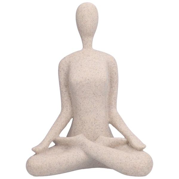 Abstrakt Tänkare Staty, Yoga Skulptur Med Unik Design Heminredning För Multi-Scenanvändning, Skrivbordsdekor I Harts I Sandstensfärg, Perfekt Gåva För