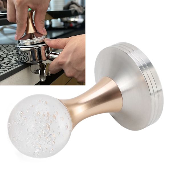 Kristallkula Kaffeepulver Tamper Rostfreier Stahl Basis Kaffeepresse Hammer für Küche Cafe Gold Säule 51mm / 2.0in