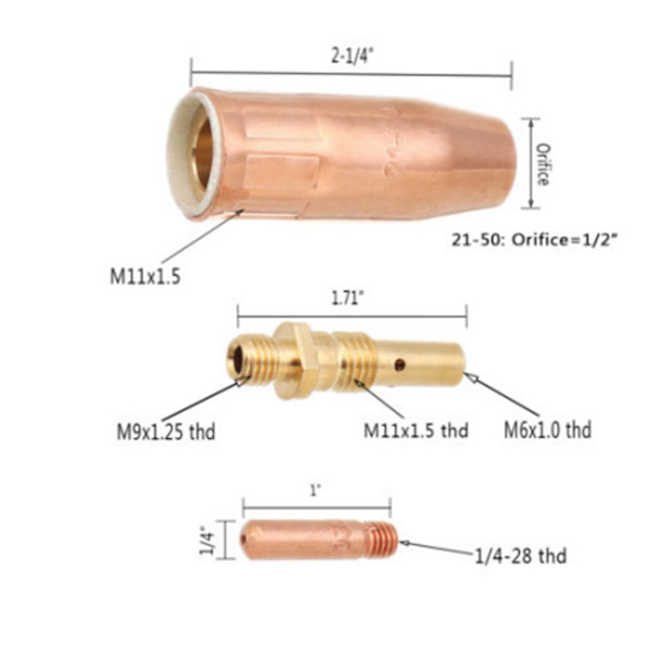 14 st/set Munstycke Diffusor Spets Kit för Tweco MIG Svets Pistol