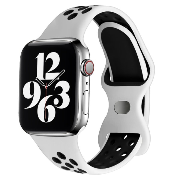 Sportband kompatibelt med Apple Watch -rem, Andningsbart silikonband med dubbelt hål för iWatch Series 7 SE