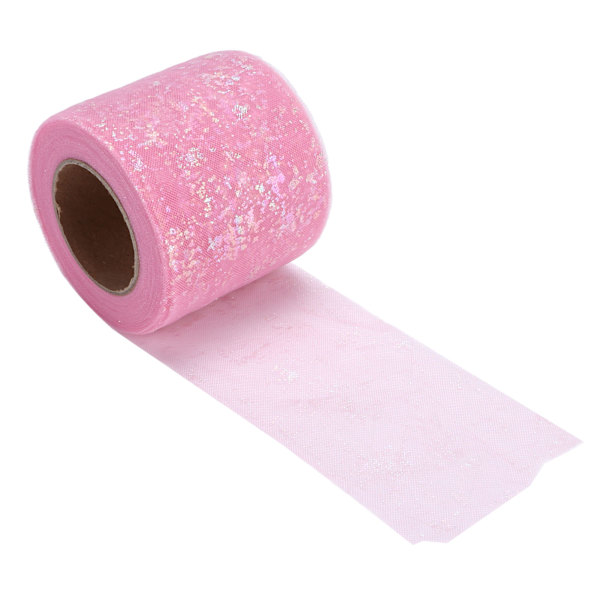 Tulletyg DIY-hantverk Slitstyrka Symfoni Polyester Lätt Bärbar Tulle Rullar 6cm Ljus Rosa