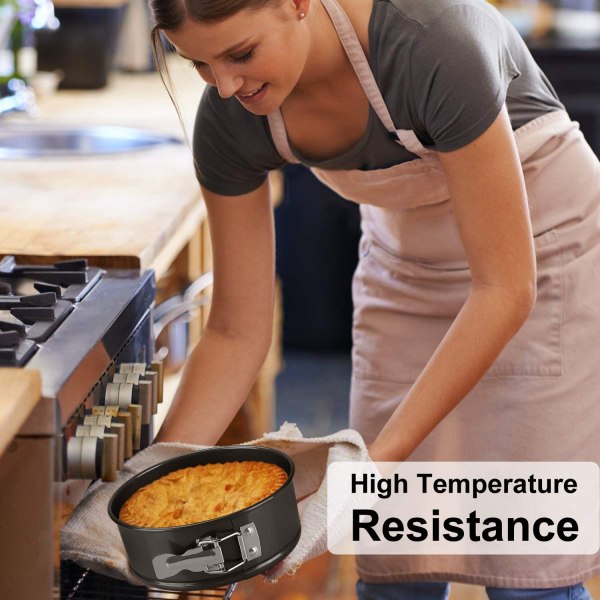 Rund kakform, springform med mini silikon köksugnshandskar, plattbottna kakformar, läckagesäker rund bakform, non-stick beläggning