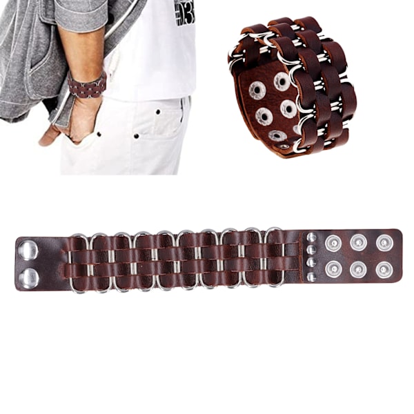 Armband Justerbar Snäpplås Metall Inlagd Delat Läder Retro Stil Smycken Dekoration