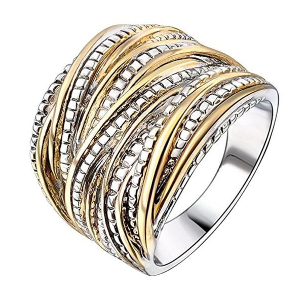 Retro dubbel guld textur manlig och kvinnlig universell ring,