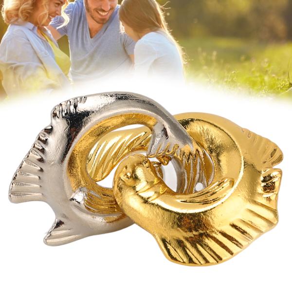 Intelligent Unlock Toy Compact Alloy Stress Relief Brain Teaser IQ Test Toy for AdultsDouble Fish Buckle
