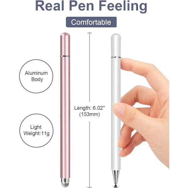Mångsidigt Stylus Penna Set, 2-i-1 Precision Universal Stylus med Transparenta Disktippar, Kompatibel med iPad, iPhone, Pro, Mini, Laptop, Android,